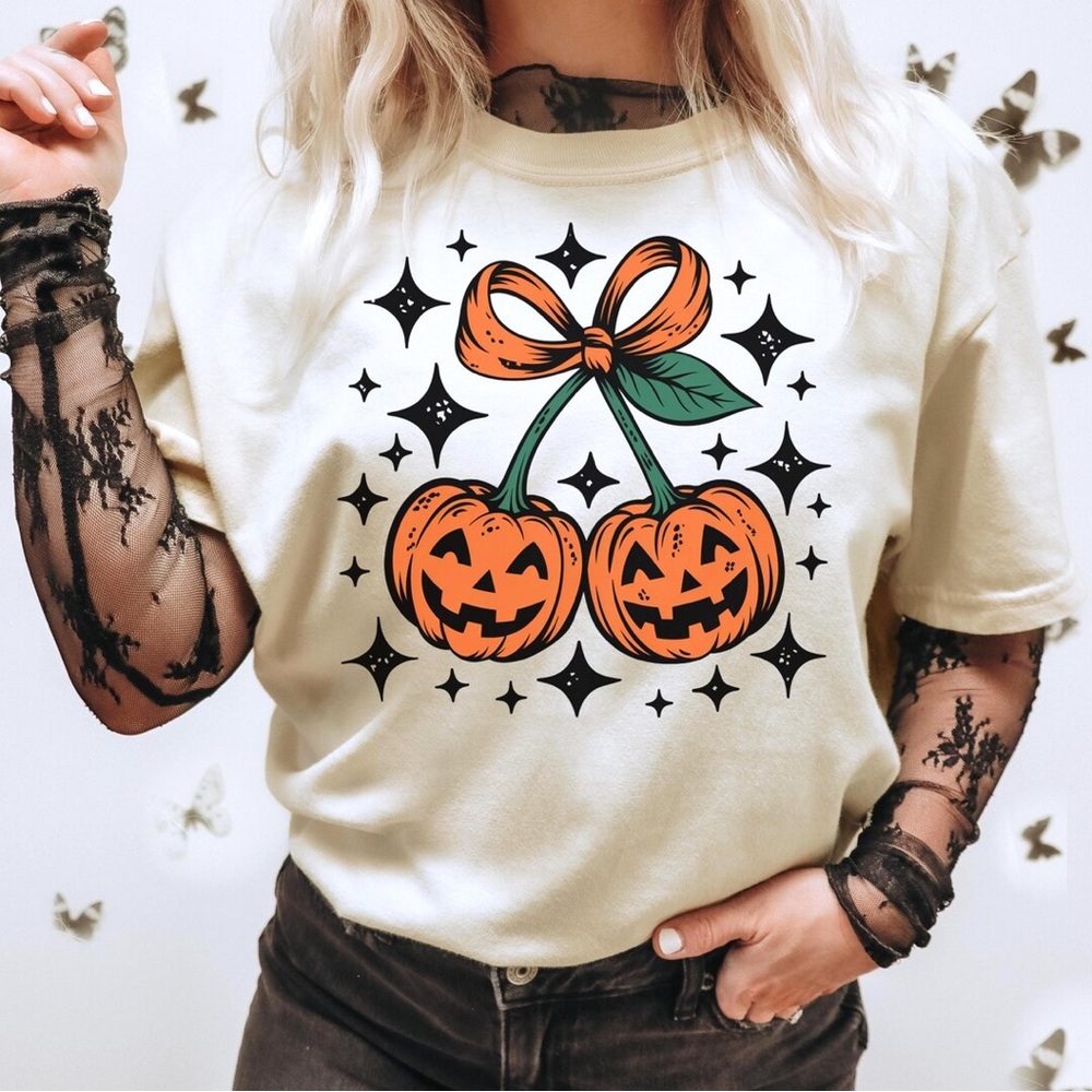 Halloween Cherries Pumpkin Shirt - Picture 1 of 7